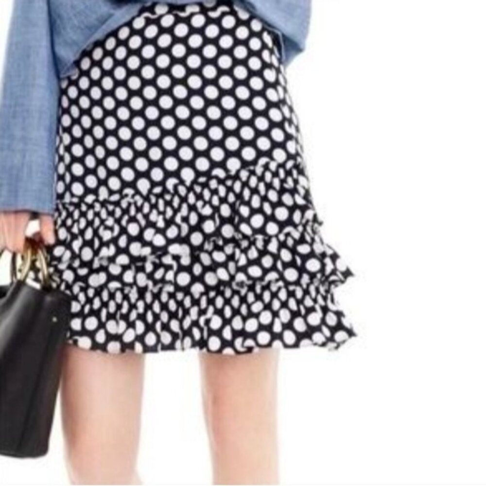 NWT J. Crew Polka Dot Ruffle Mini Skirt